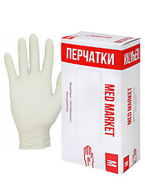 Перчатки виниловые неопудренные  белые, 100 шт/упак, (HANS)